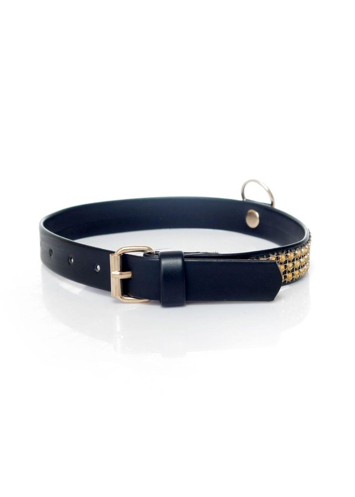 Obroża z kryształkami Fetish B Series złota 2 cm