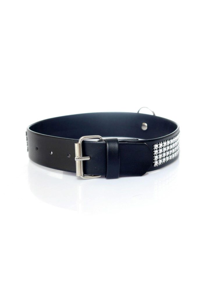 Obroża z kryształkami Fetish B Series srebrna 3 cm