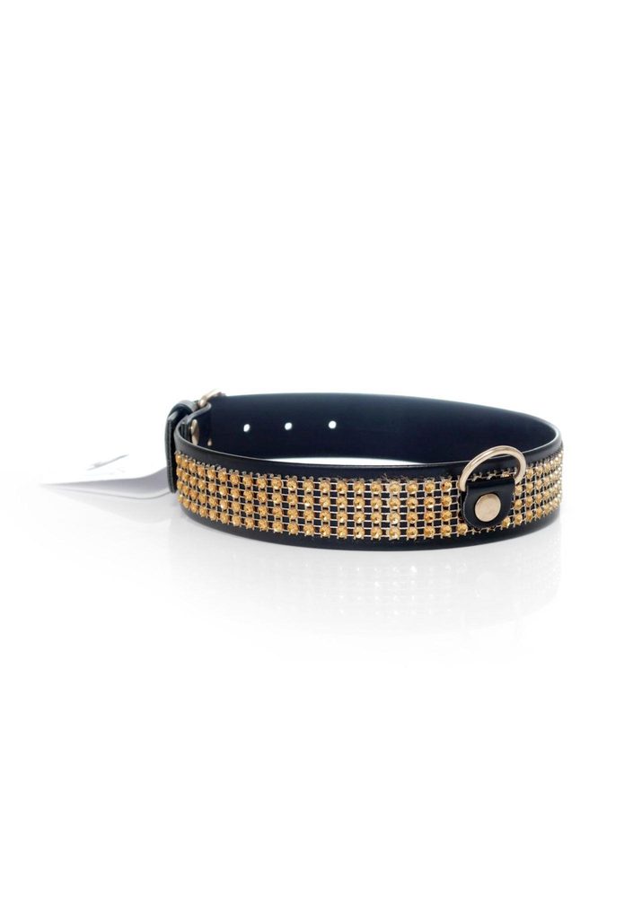Obroża z kryształkami Fetish B Series złota 3 cm