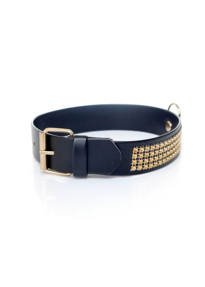 Obroża z kryształkami Fetish B Series złota 3 cm