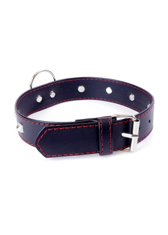 Obroża z ćwiekami Fetish B Series czerwona 3 cm regulowana