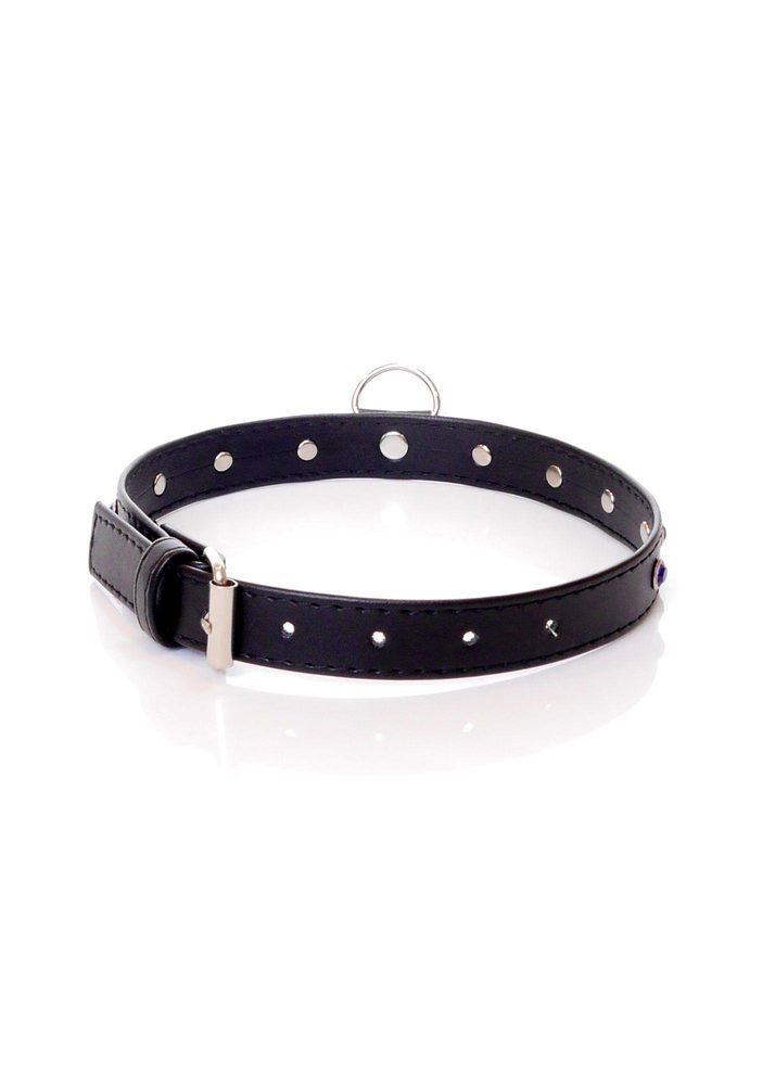 Obroża z kryształkami Fetish B Series granatowa 2 cm