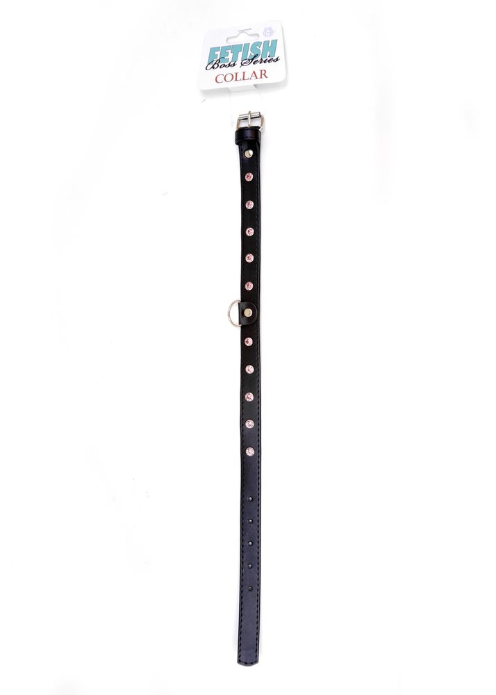 Obroża z kryształkami Fetish B Series różowa 2 cm