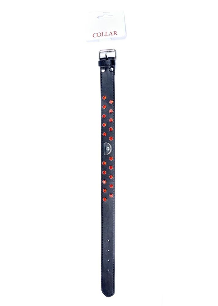 Obroża z czerwonymi kryształkami Fetish B Series 3 cm regulowana