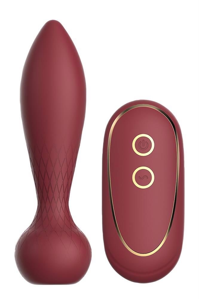 Wibrujący korek analny silikonowy Romance Romy bordowy z pilotem USB