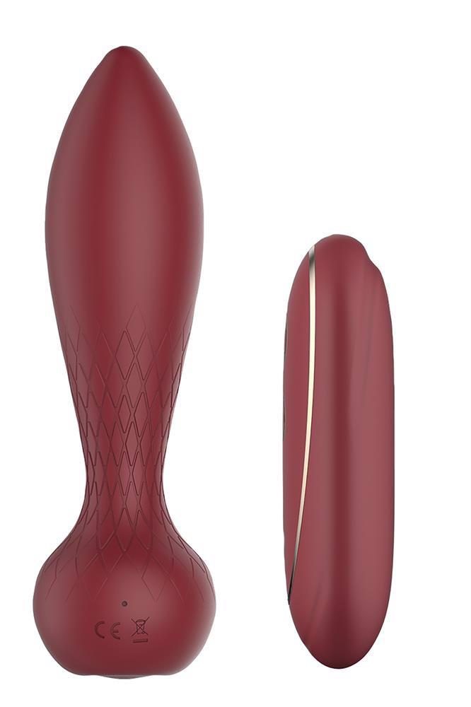 Wibrujący korek analny silikonowy Romance Romy bordowy z pilotem USB