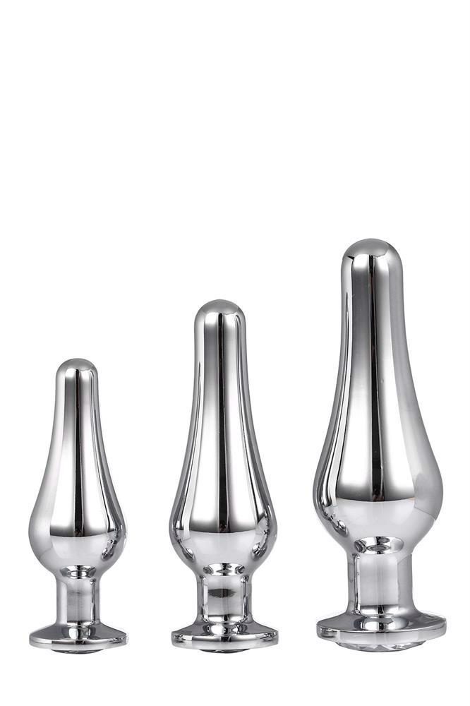 Zestaw Aluminiowych Korków Analnych Gleaming Love Srebrny z Klejnotem