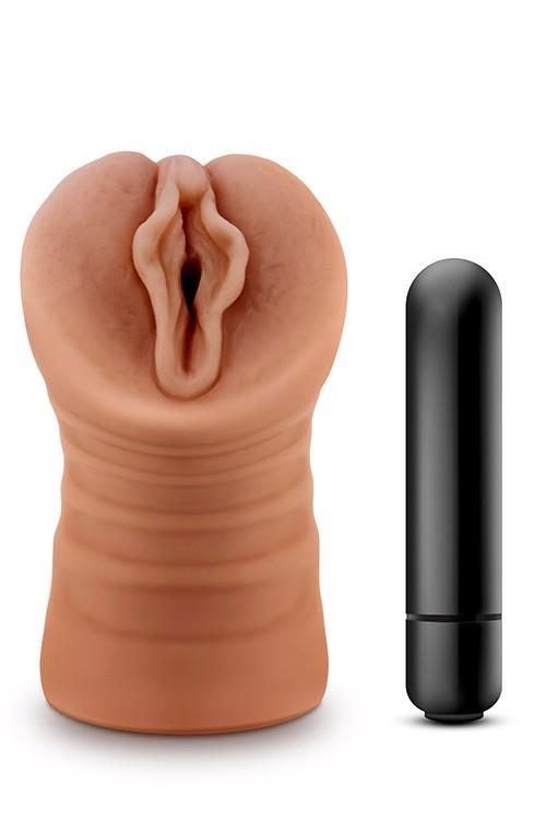 Masturbator z wibracją M for Men Sofia Mocha TPE na baterie AAA