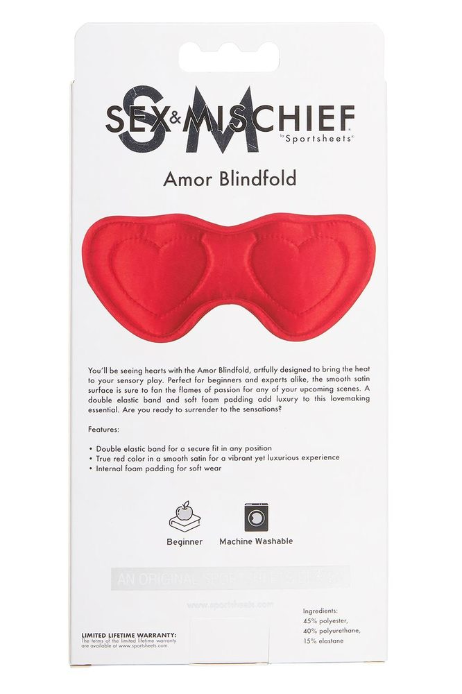 Opaska na oczy Sportsheets Amor satynowa czerwona