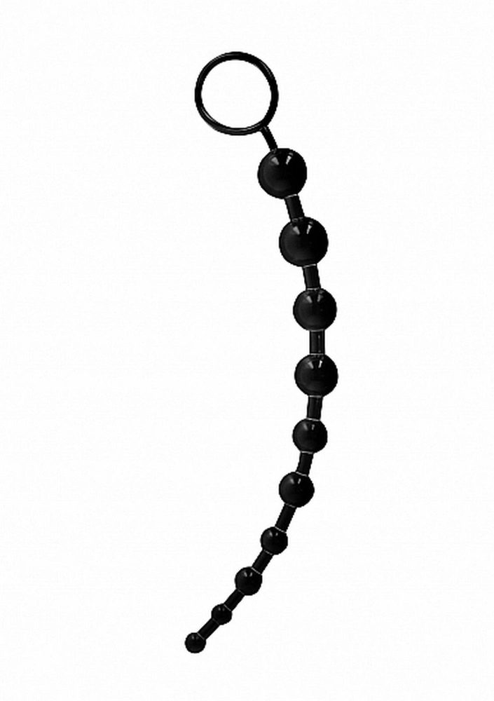 Łańcuszek analny GC z 10 kulkami TPE czarny 25.5 cm