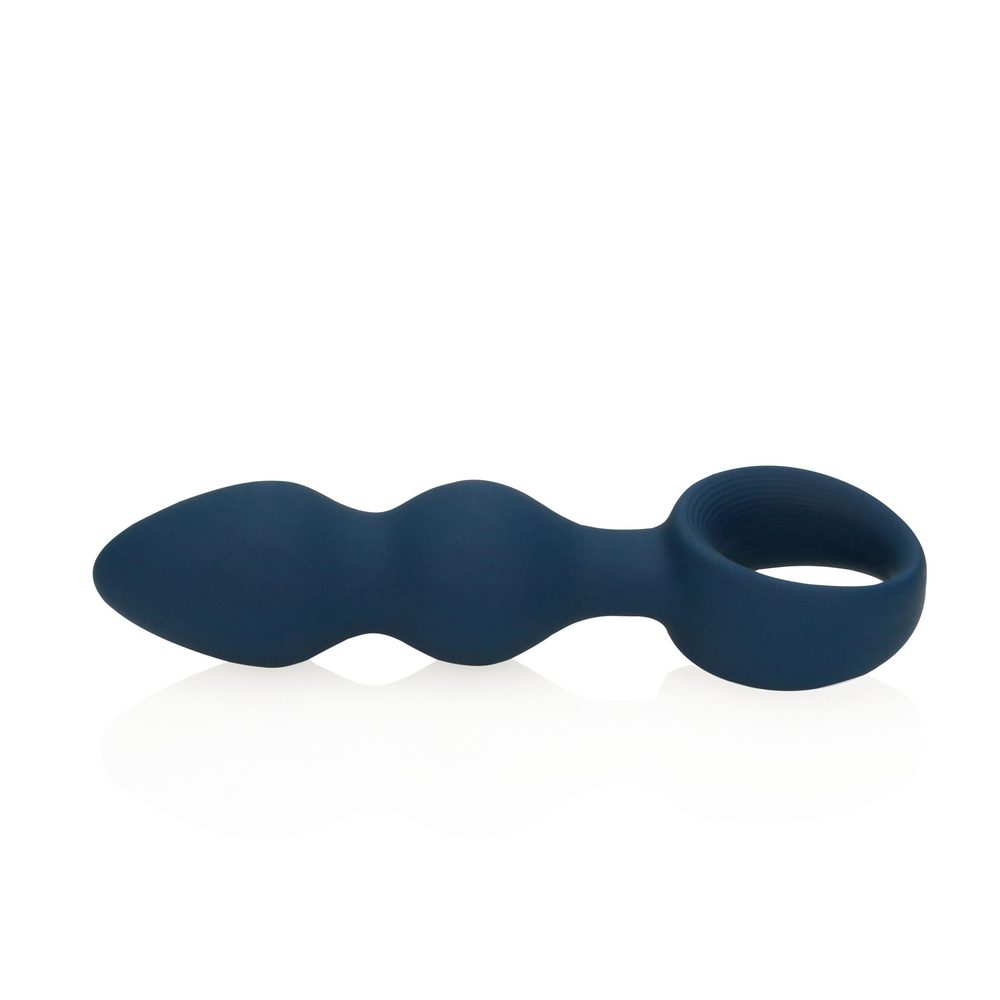 Korek analny silikonowy Loveline łezkowaty duży niebieski 12 cm