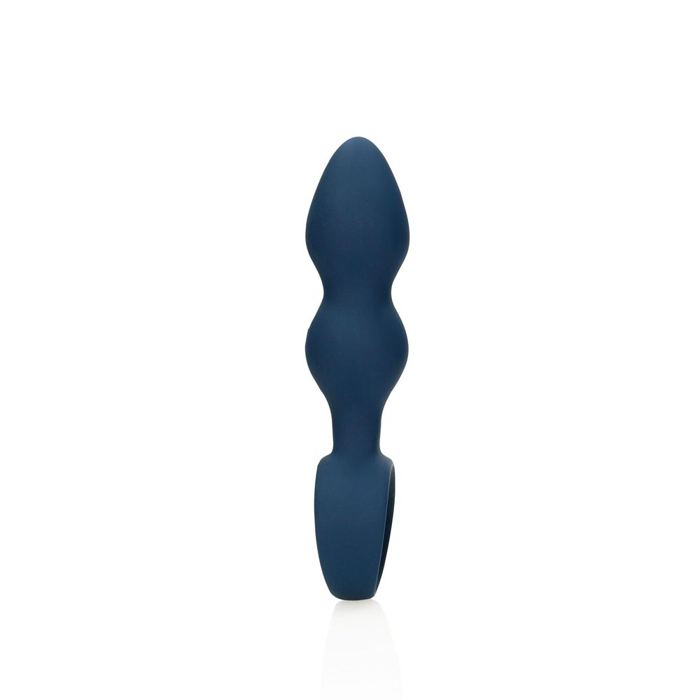 Korek analny silikonowy Loveline łezkowaty duży niebieski 12 cm
