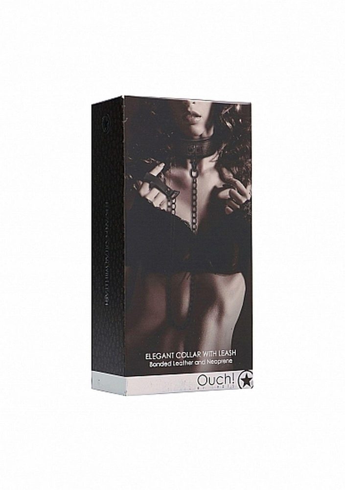 Elegancka obroża ze smyczą Ouch tytanowo szara 97 cm