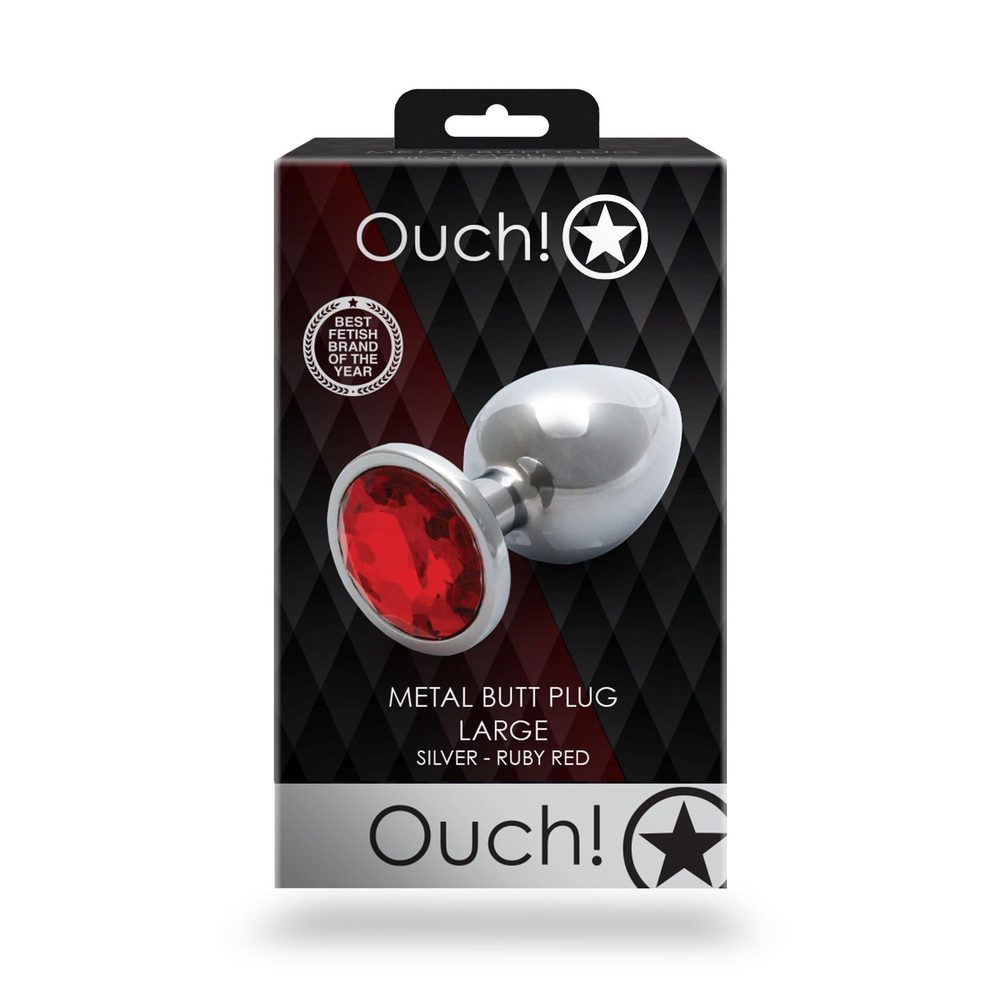 Duży aluminiowy korek analny z klejnotem Ouch! 8 cm