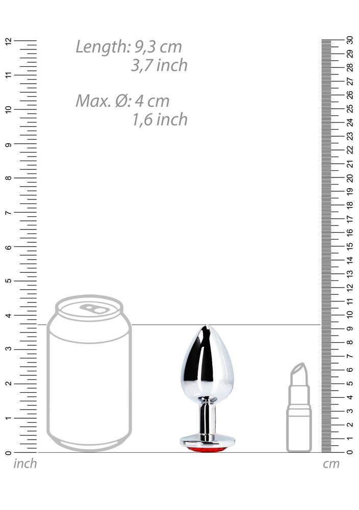 Duży aluminiowy korek analny z klejnotem Ouch! 8 cm