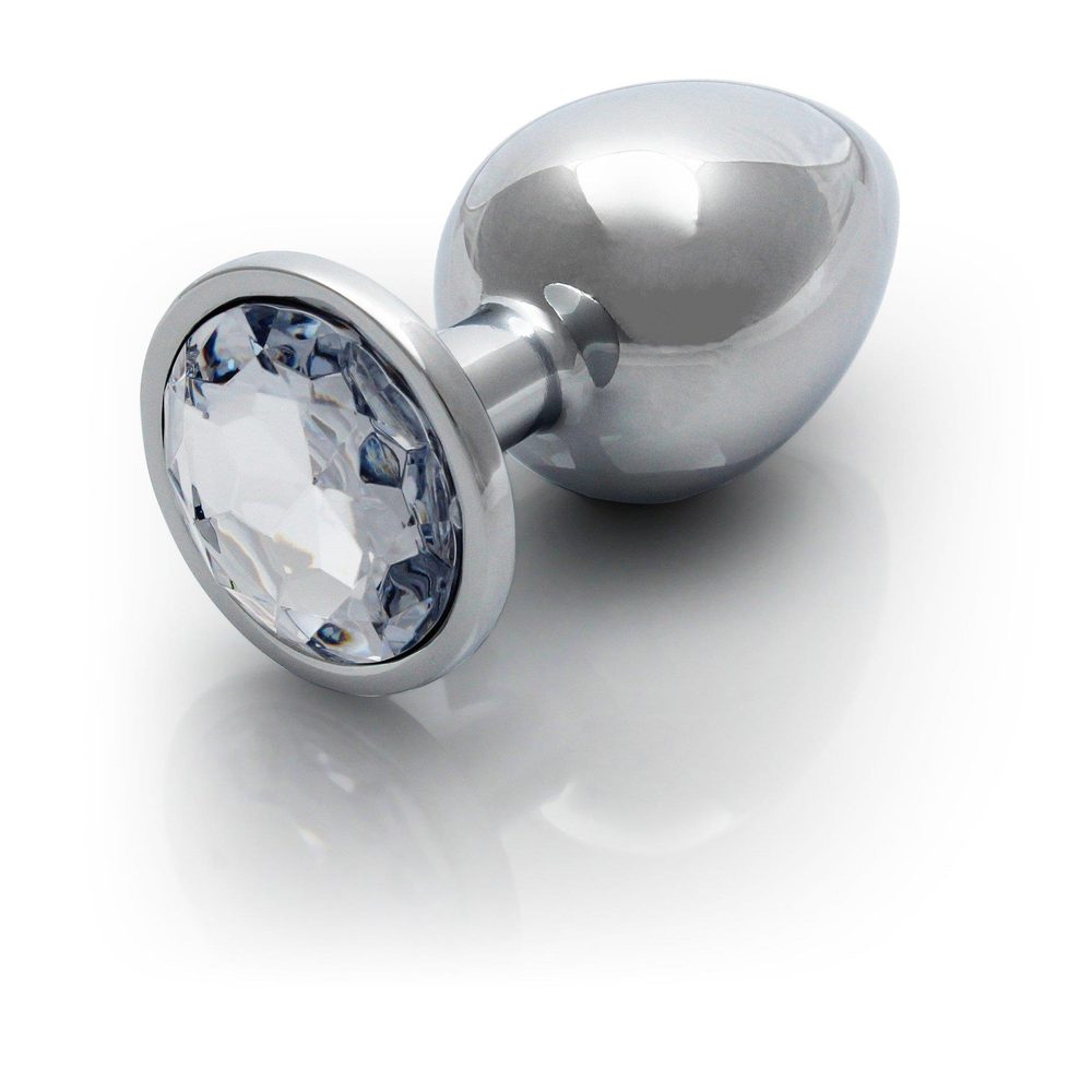 Średni aluminiowy korek analny z klejnotem Ouch! 7 cm