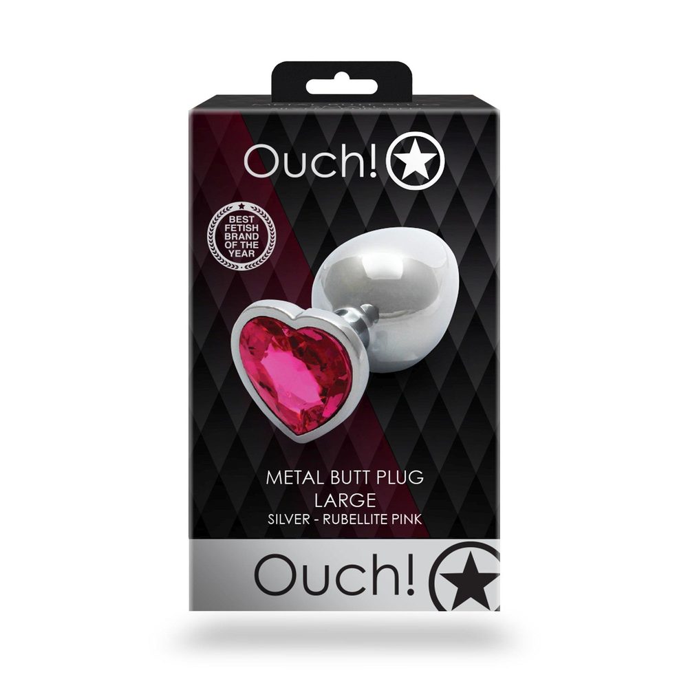 Duży korek analny z klejnotem serca Ouch!