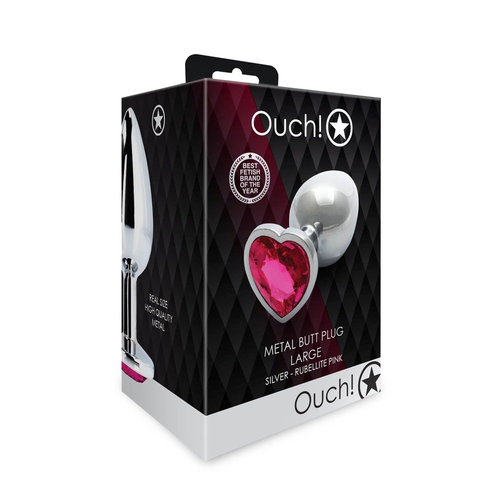 Duży korek analny z klejnotem serca Ouch!