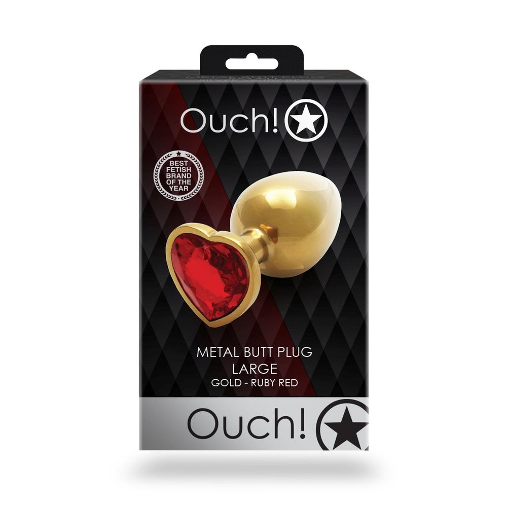 Korek analny Heart Gem duży złoty Ouch 8 cm