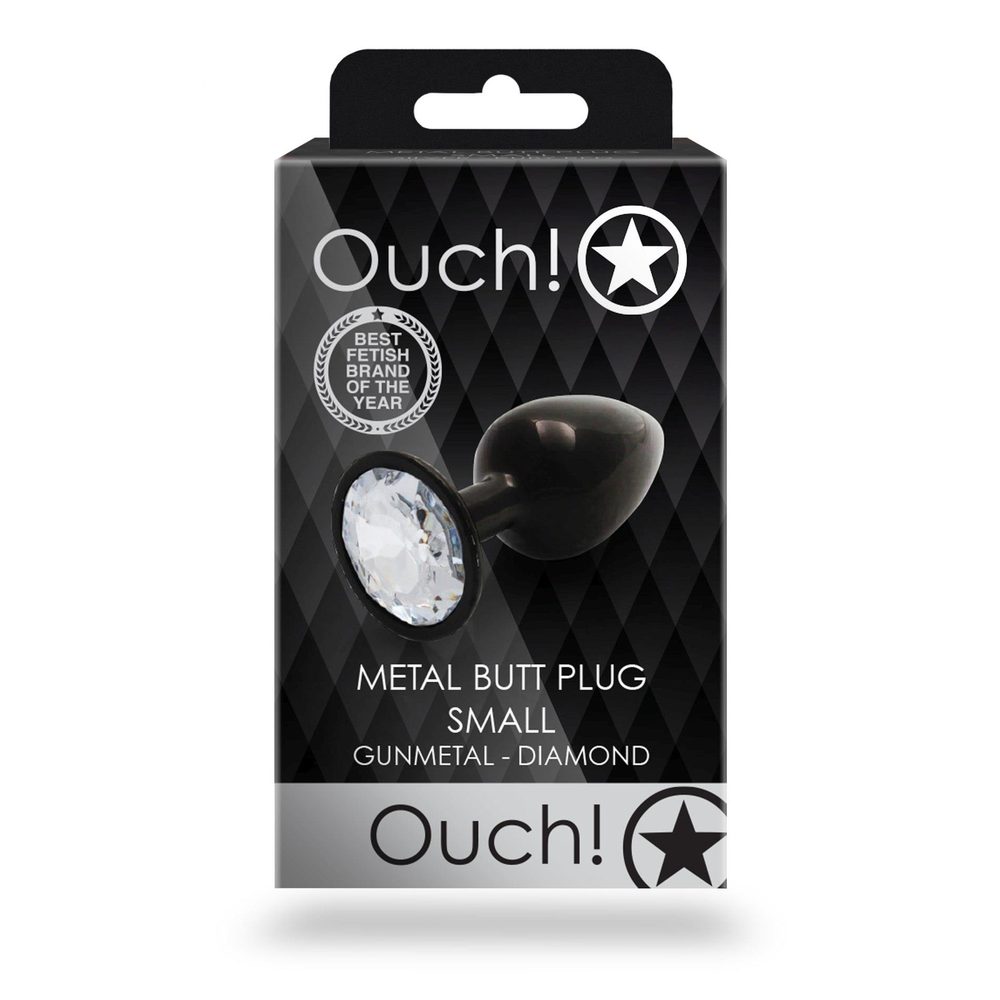 Korek analny z okrągłym klejnotem Ouch mały aluminiowy 6 cm
