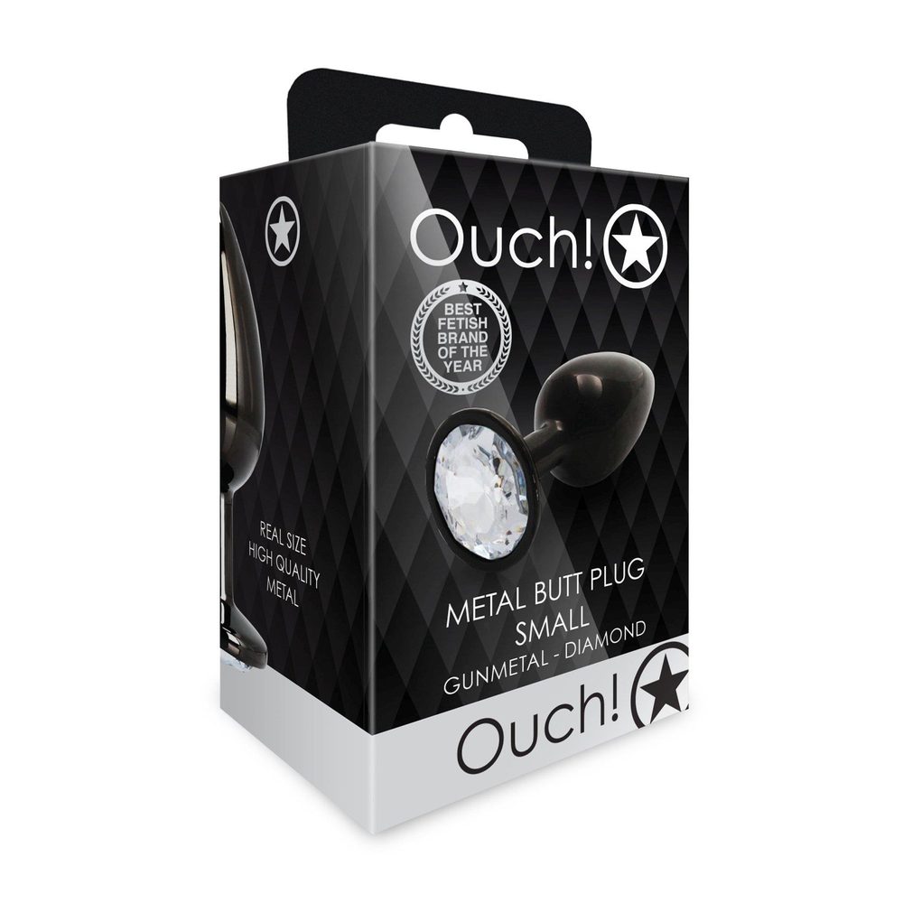 Korek analny z okrągłym klejnotem Ouch mały aluminiowy 6 cm