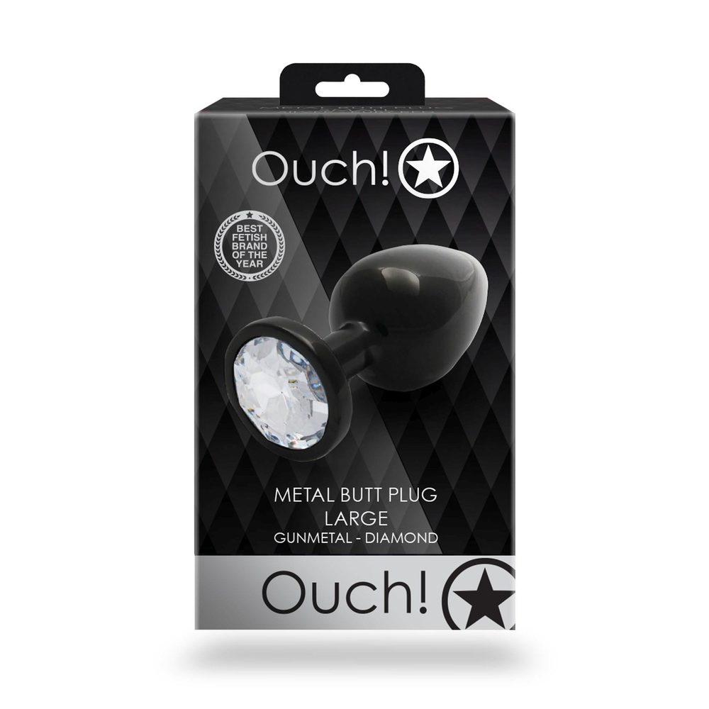 Duży korek analny z okrągłym klejnotem Ouch! 8 cm