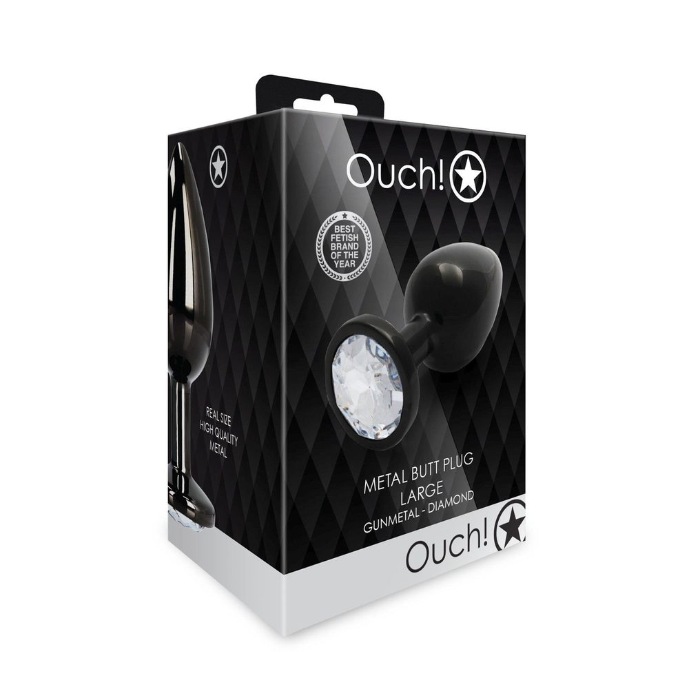 Duży korek analny z okrągłym klejnotem Ouch! 8 cm