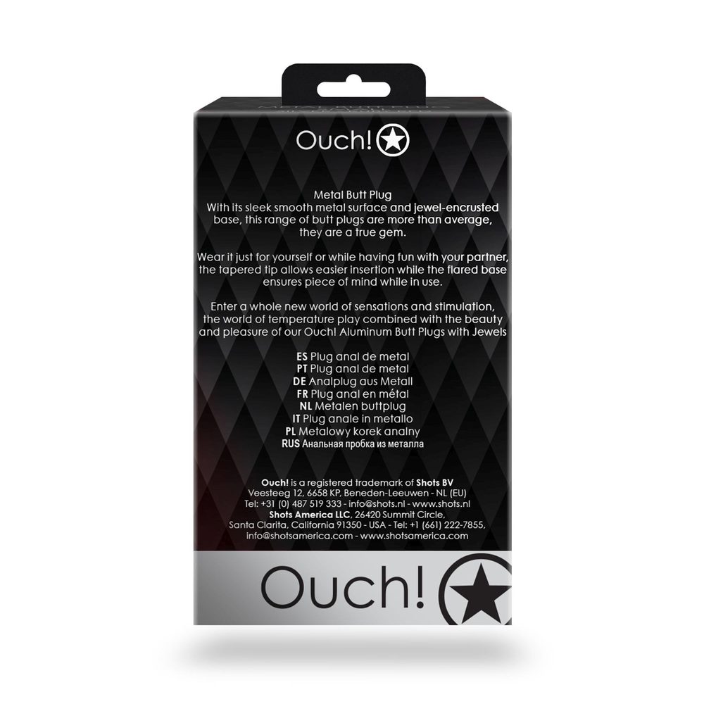 Duży korek analny z okrągłym klejnotem Ouch! 8 cm