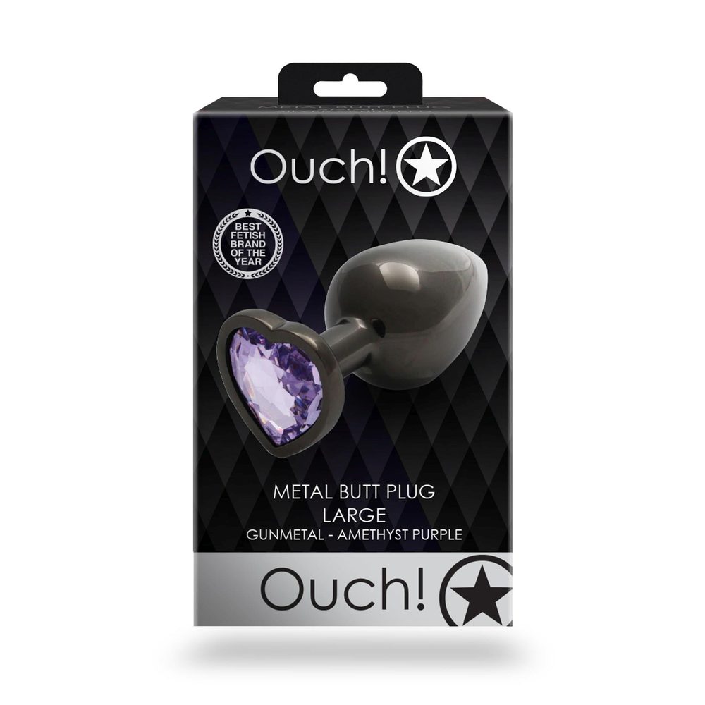Korek analny Heart Gem Ouch! duży aluminiowy 8 cm