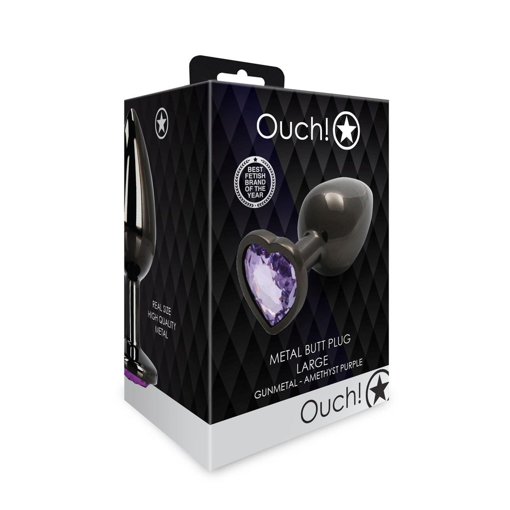 Korek analny Heart Gem Ouch! duży aluminiowy 8 cm