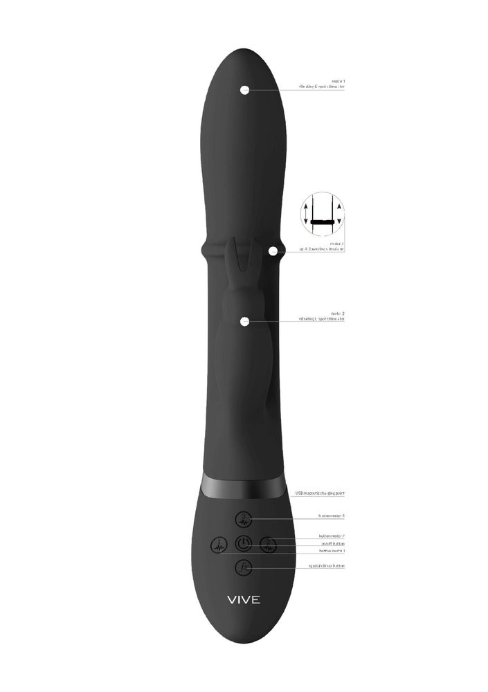 Wibrator króliczek VIVE Halo silikonowy czarny 14 cm USB
