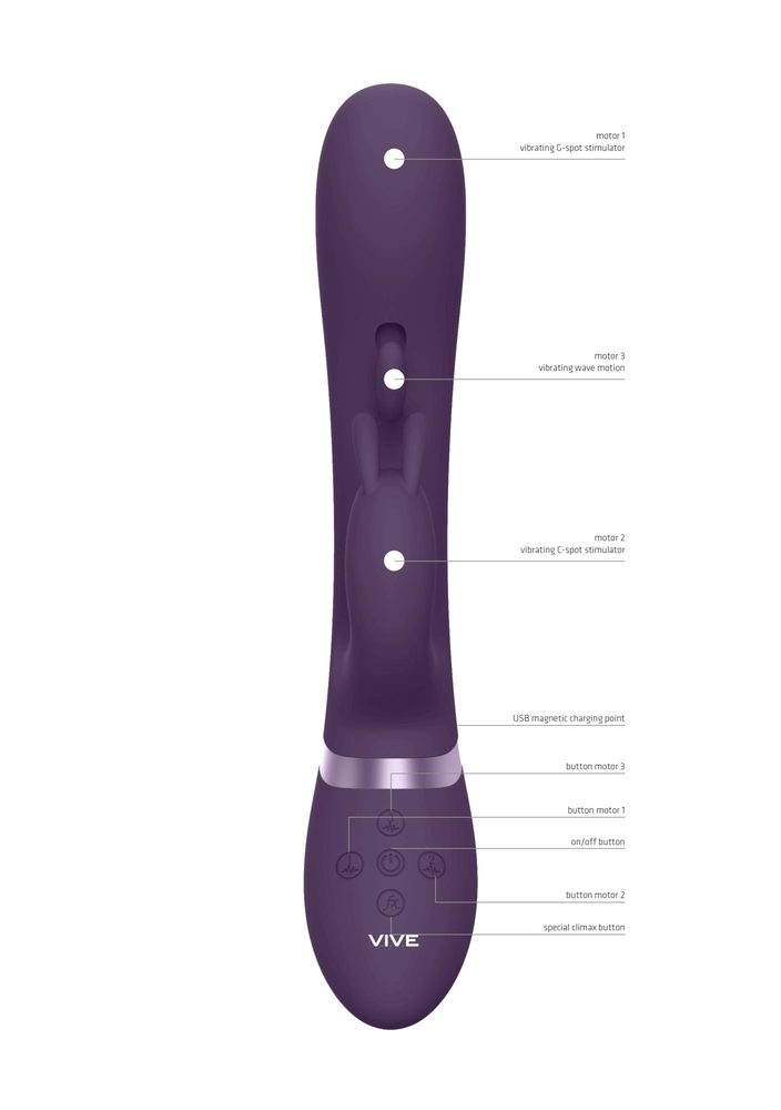 Wibrator króliczek Vive Tama fioletowy silikonowy 27 cm USB