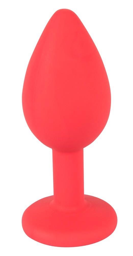 Korek analny Colorful Joy czerwony z klejnotem 7 cm