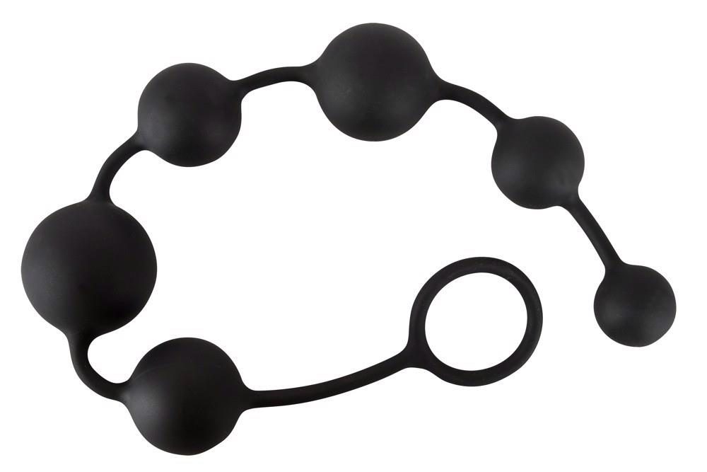 Łańcuch kulkowy analny Black Velvets silikonowy czarny 40 cm