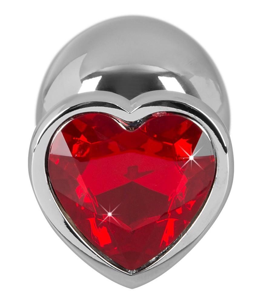 Korek analny Diamond aluminium You2Toys z czerwonym kamieniem 8,2 cm