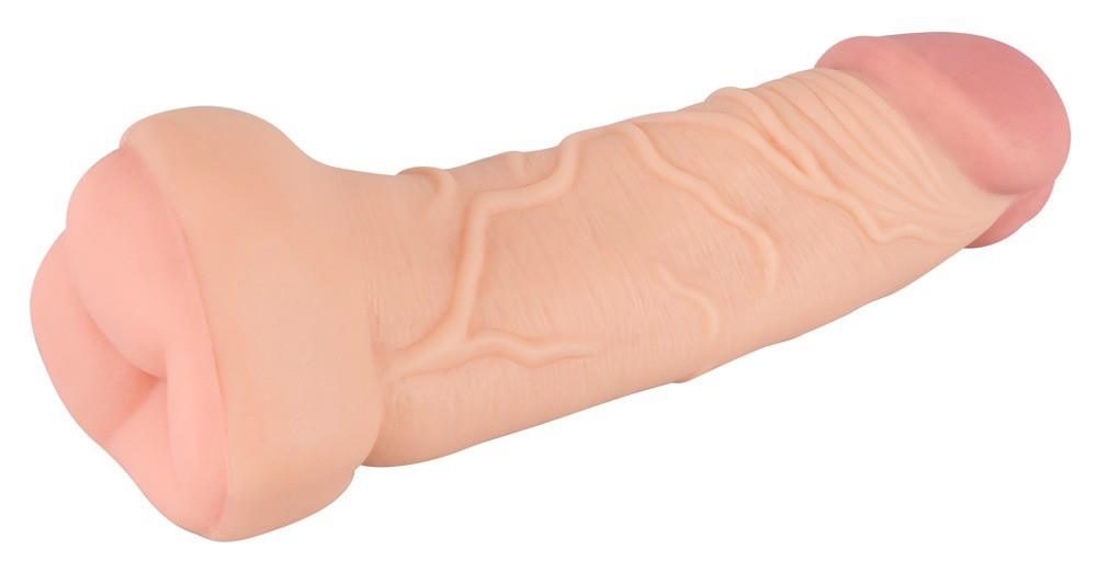 Masturbator Nature Skin 2w1 przedłużka penisa TPE 21 cm