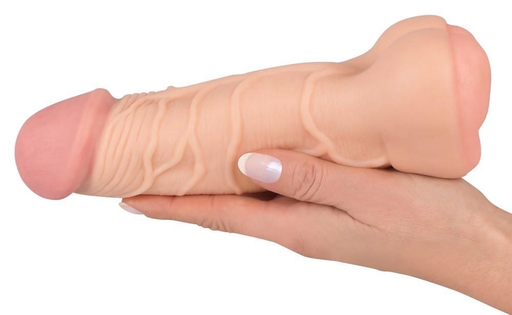 Masturbator Nature Skin 2w1 przedłużka penisa TPE 21 cm