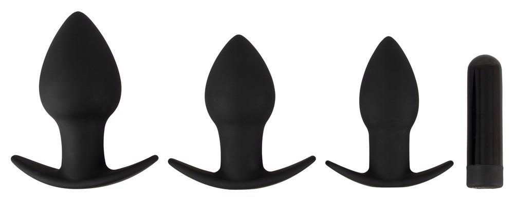 Zestaw plugów analnych wibrujących Black Velvets silikonowy USB 3 sztuki