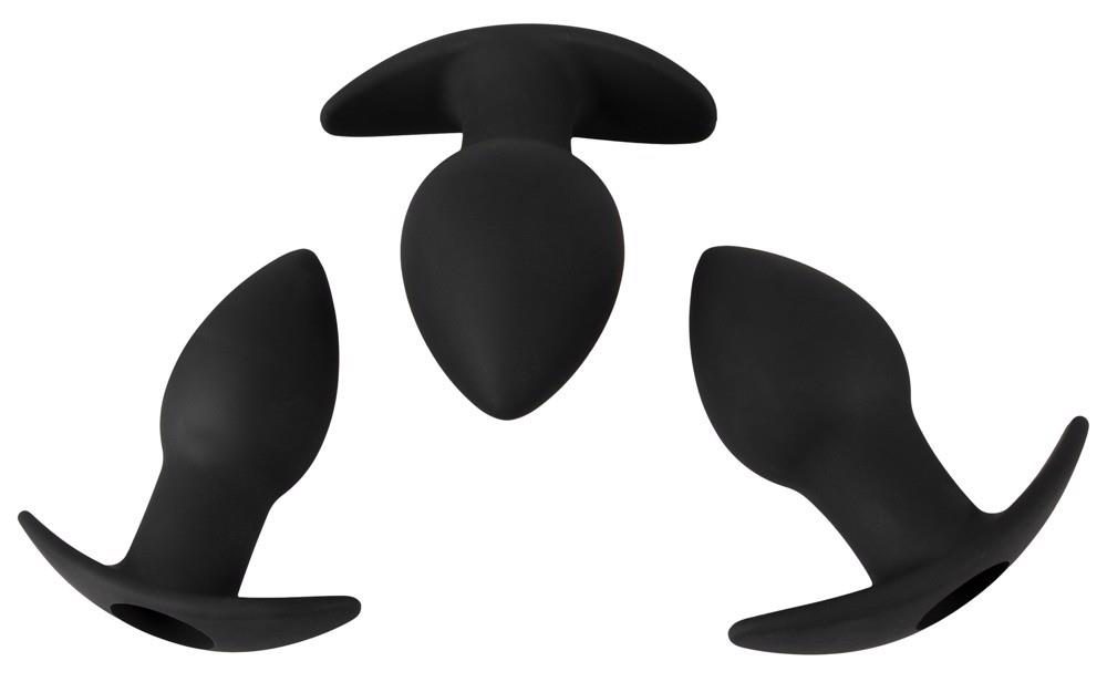 Zestaw plugów analnych wibrujących Black Velvets silikonowy USB 3 sztuki