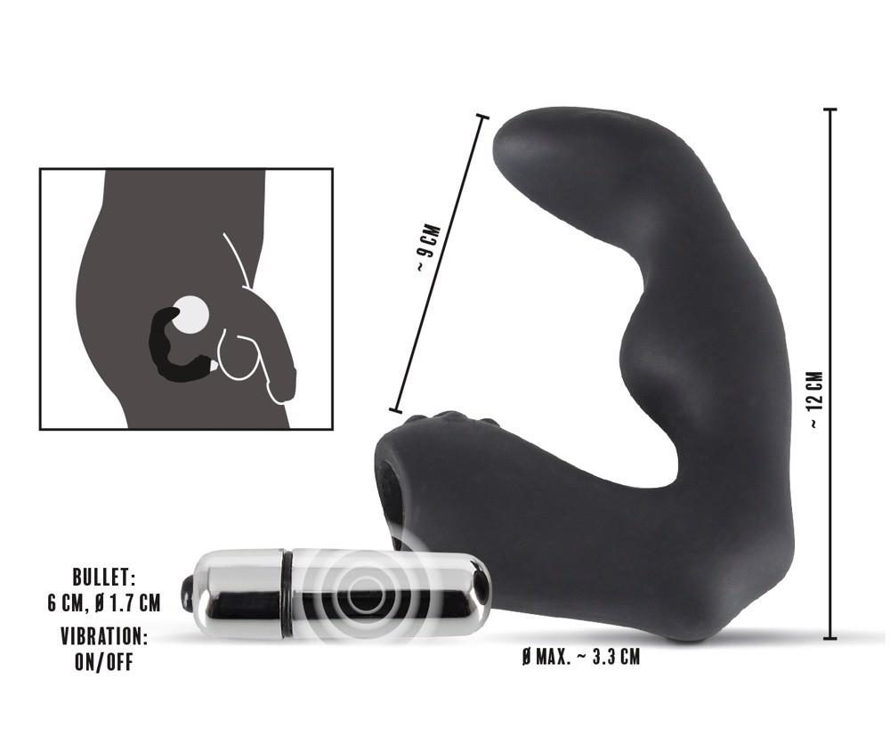 Masażer prostaty Rebel silikonowy 12 cm czarny srebrny