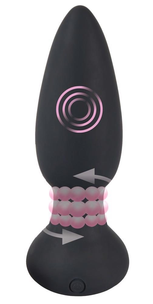 Korek analny rotacyjny Black Velvets pilot USB 14 cm