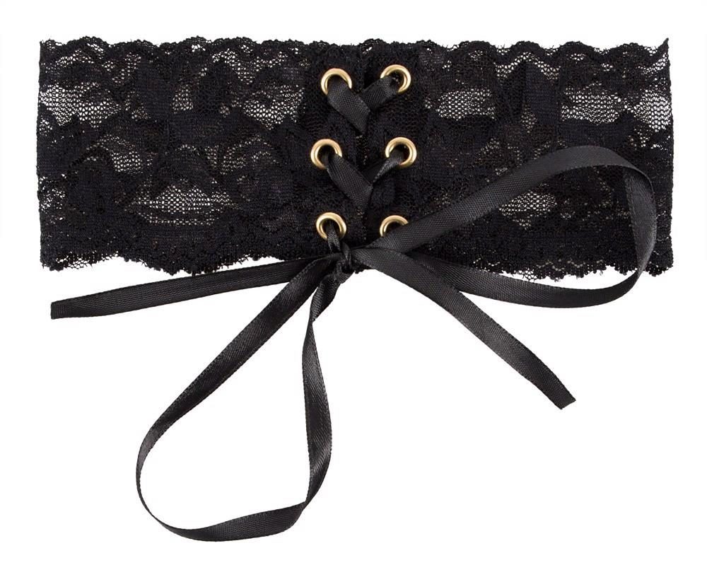 Choker koronkowy z satynową tasiemką Cottelli
