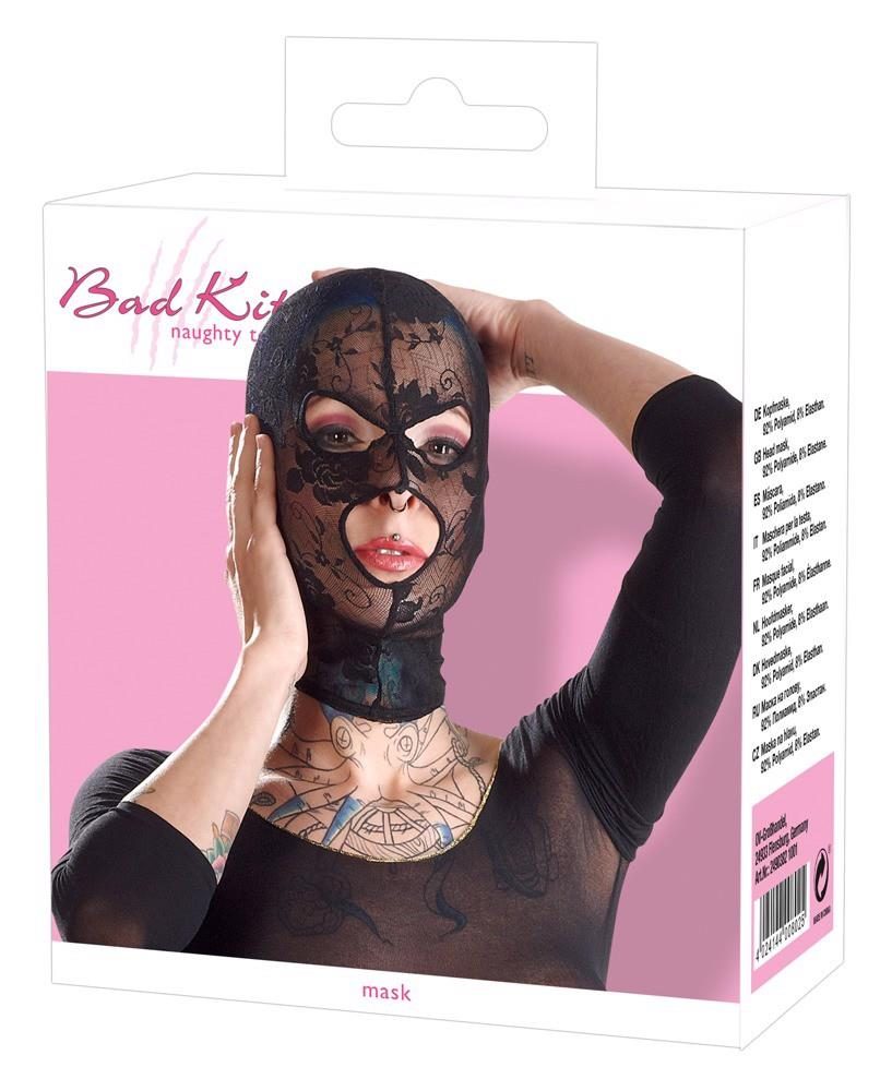 Maska BDSM koronkowa czarna Bad Kitty
