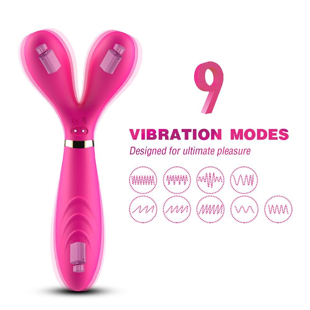 Wibrator dwuramienny Y Wand B Series Joy silikonowy różowy USB 19 cm