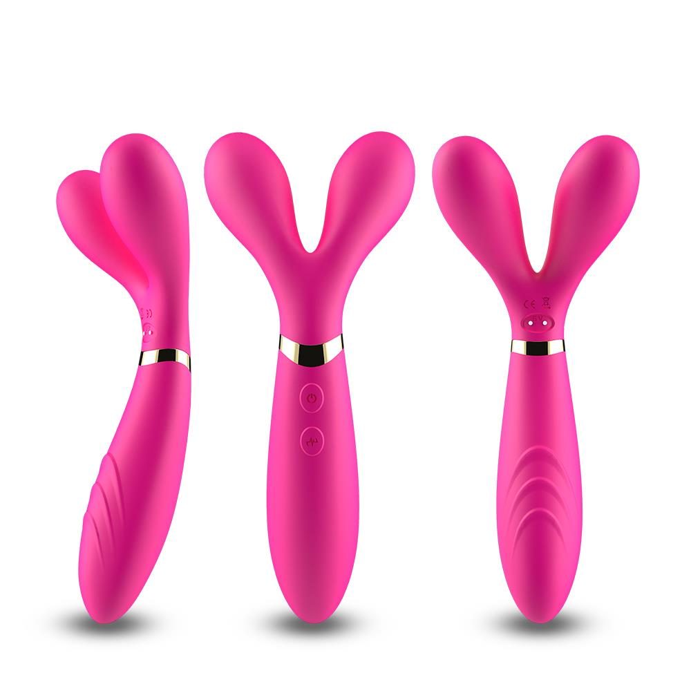 Wibrator dwuramienny Y Wand B Series Joy silikonowy różowy USB 19 cm
