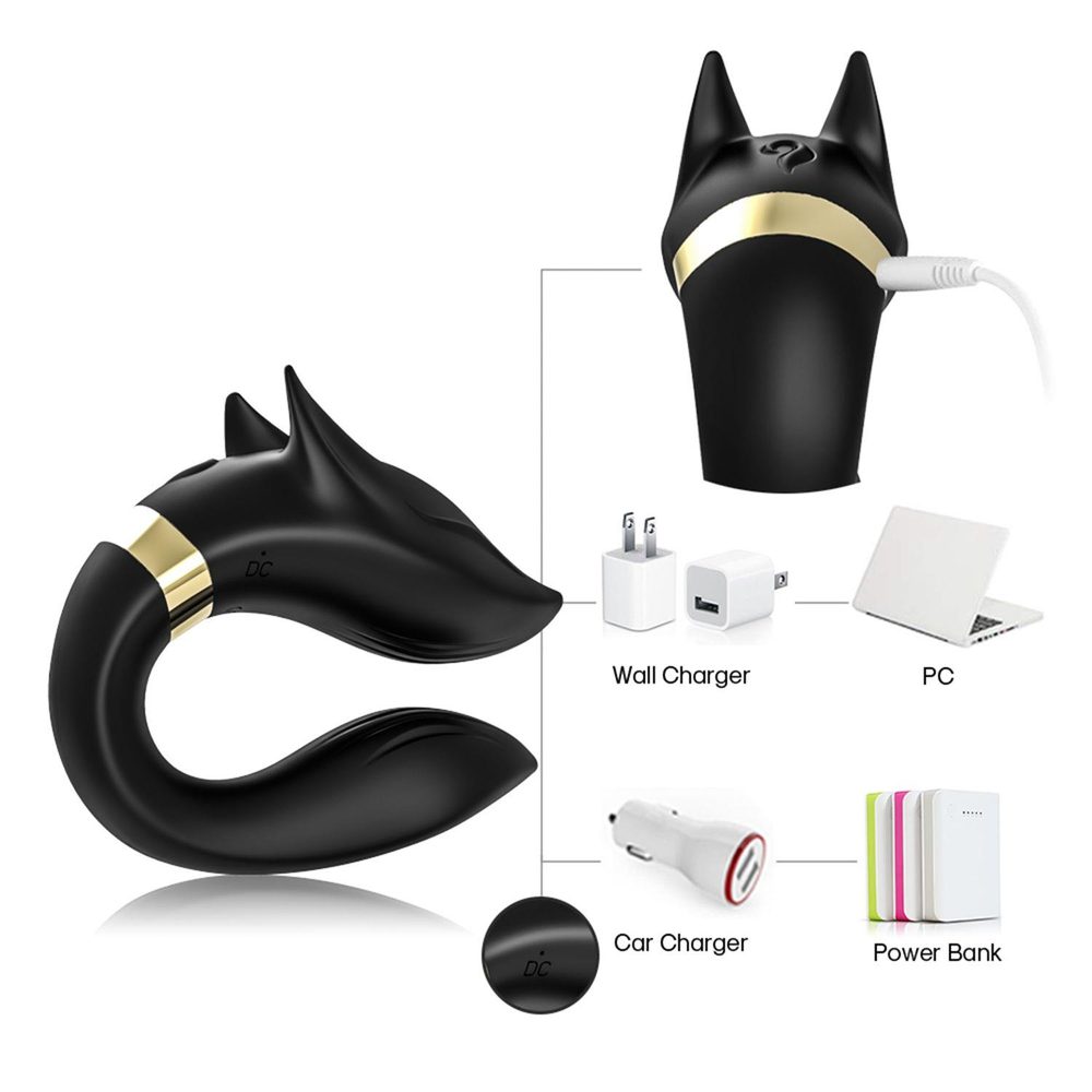 Stymulator łechtaczki Fox silikonowy czarny USB wodoodporny