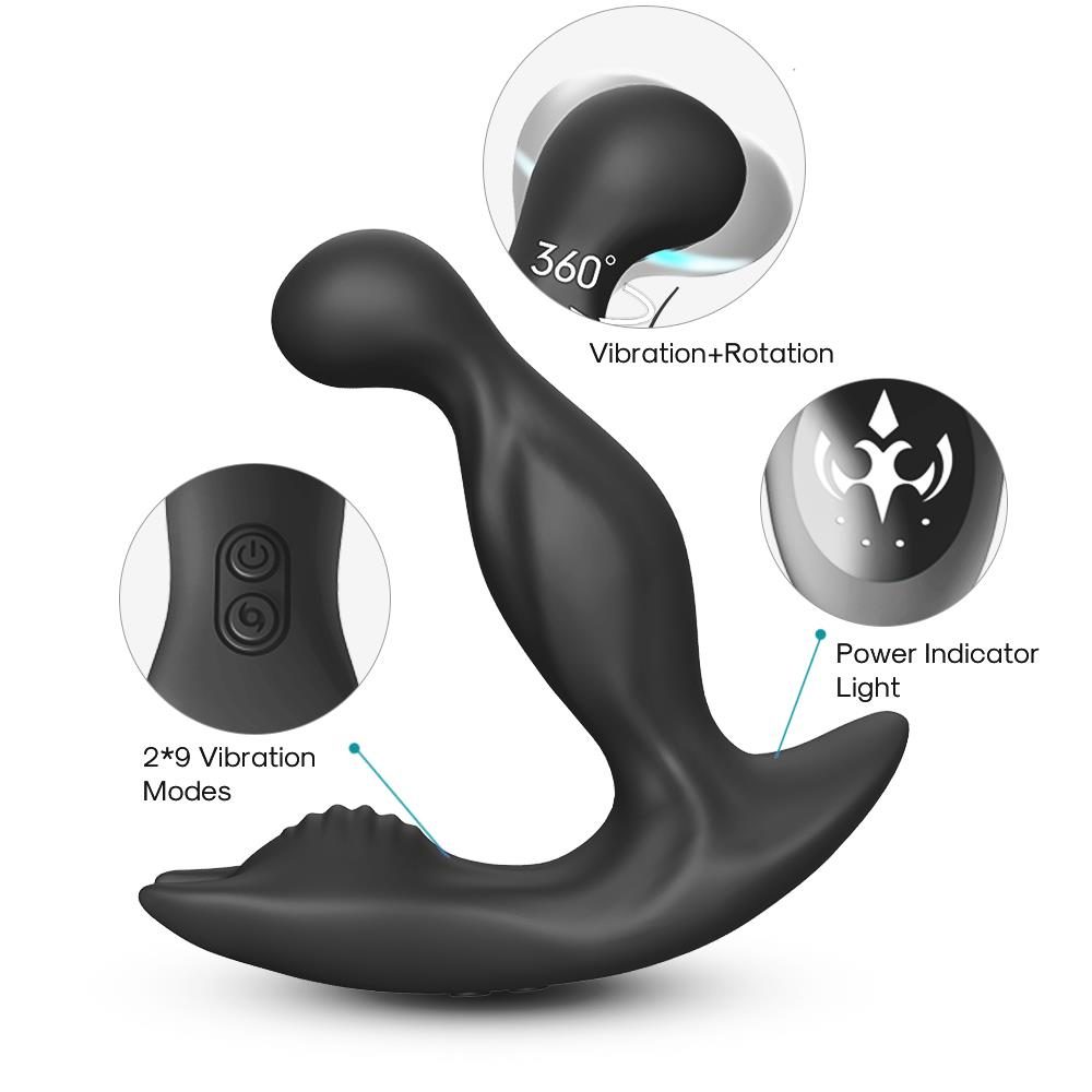 Masażer prostaty Bat King obrotowy czarny USB