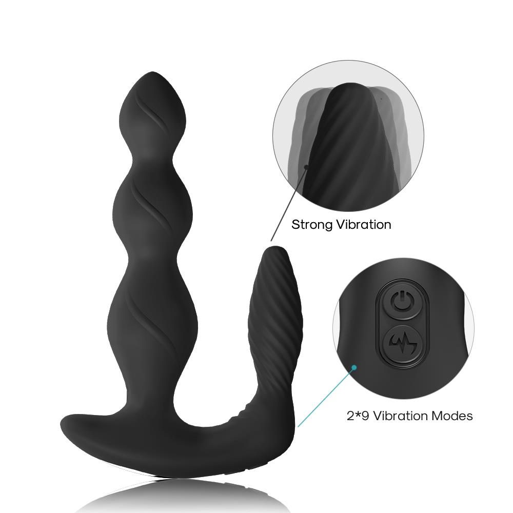 Wibrujący korek analny Maxfun czarny z pilotem USB 17 cm