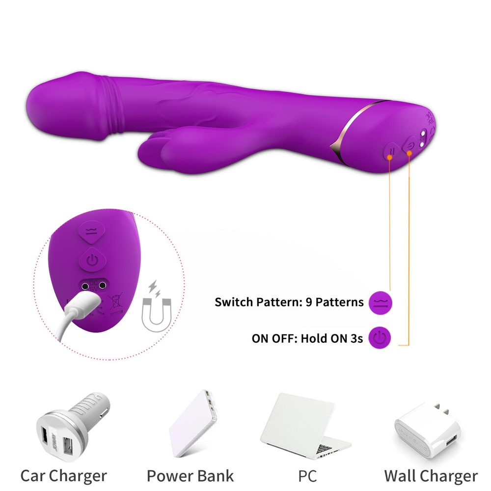 Wibrator króliczek Rubberco fioletowy silikonowy 9 wibracji wodoodporny