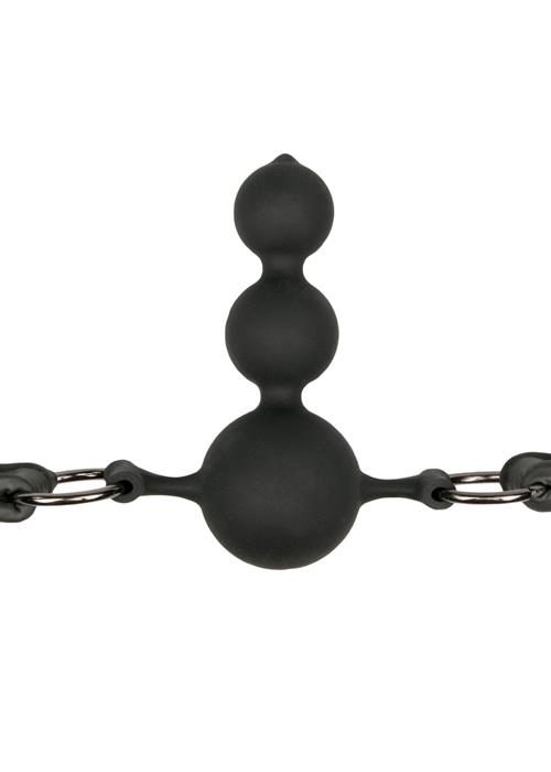 Knebel piłkowy silikonowy z koralikami EasyToys czarny 10 cm